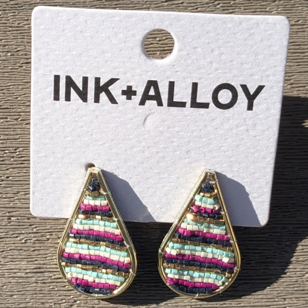 Ink Alloy Beaded Post Earrings 15$